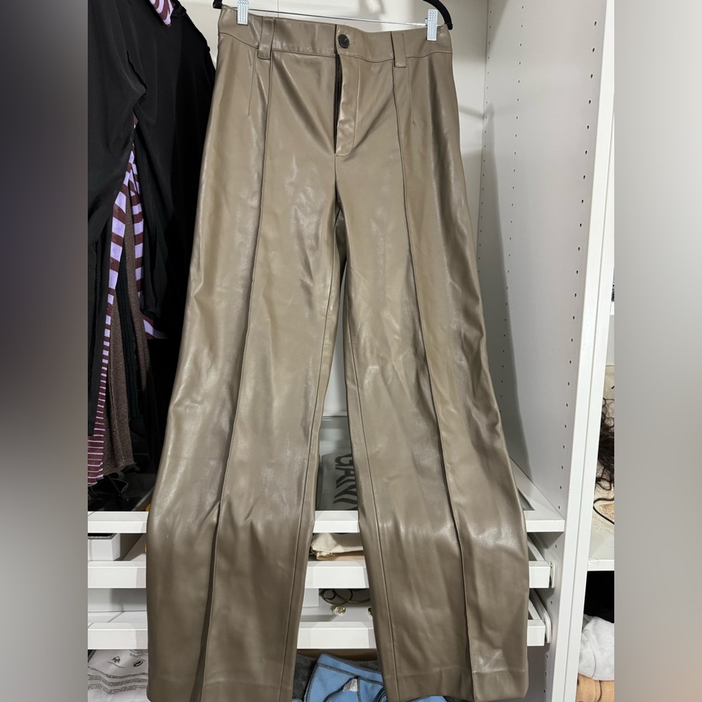 Zara Beige Leather Pants